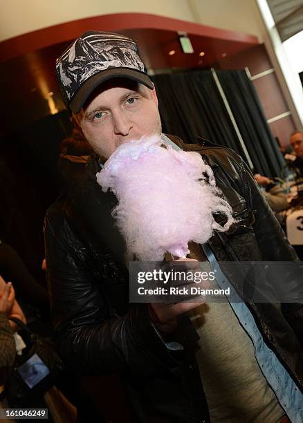 Musician Ryan Tedder of onerepublic is interviewed at the GRAMMYs Dial Global Radio Remotes during The 55th Annual GRAMMY Awards at the STAPLES...