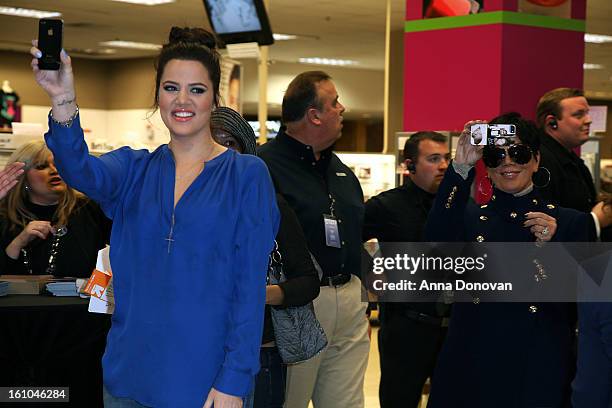 Khloe Kardashian and her mother Kris Jenner arriving at her "Unbreakable Love" Fragrance Launch at Sears on February 8, 2013 in Downey, California.