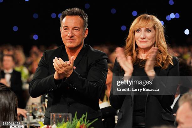 Honoree Bruce Springsteen and singer Patti Scialfa attend MusiCares Person Of The Year Honoring Bruce Springsteen at Los Angeles Convention Center on...