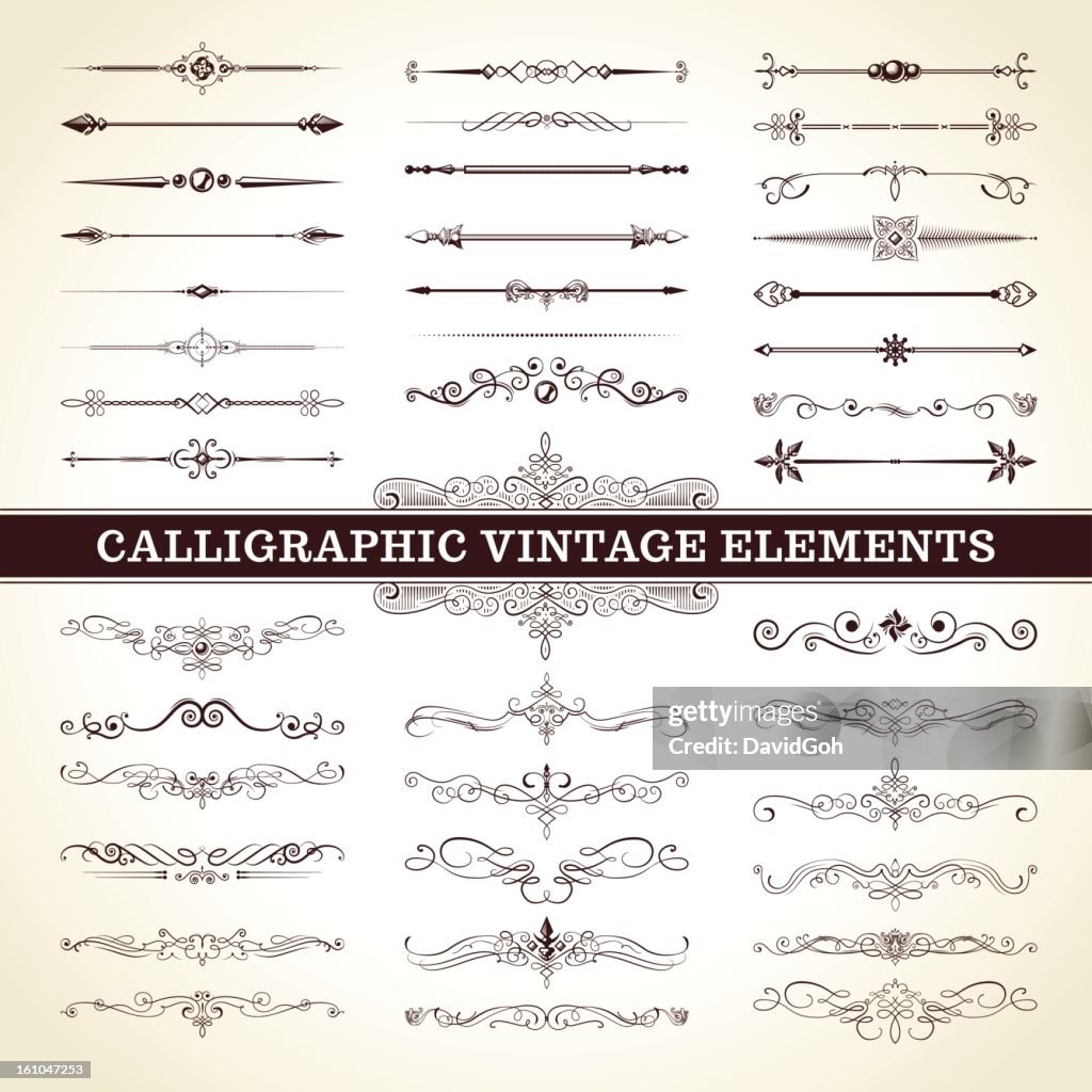 Calligraphic elementi Vintage