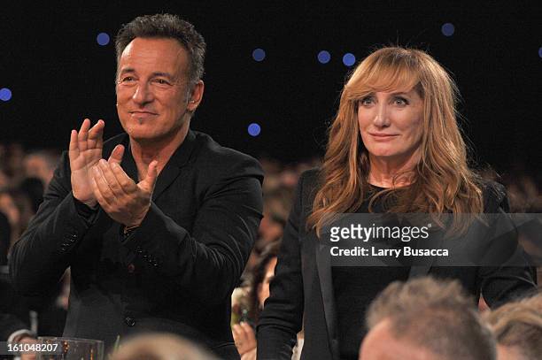 Honoree Bruce Springsteen and singer Patti Scialfa attends MusiCares Person Of The Year Honoring Bruce Springsteen at Los Angeles Convention Center...