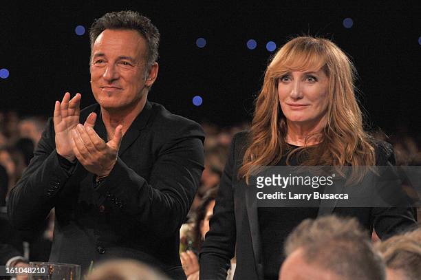 Honoree Bruce Springsteen and singer Patty Scialfa attend MusiCares Person Of The Year Honoring Bruce Springsteen at Los Angeles Convention Center on...