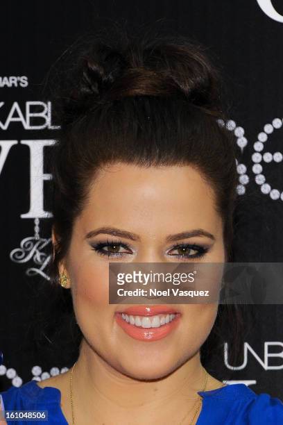 Khloe Kardashian Odom attends the launch of her fragrance "Unbreakable Love" at Sears on February 8, 2013 in Downey, California.