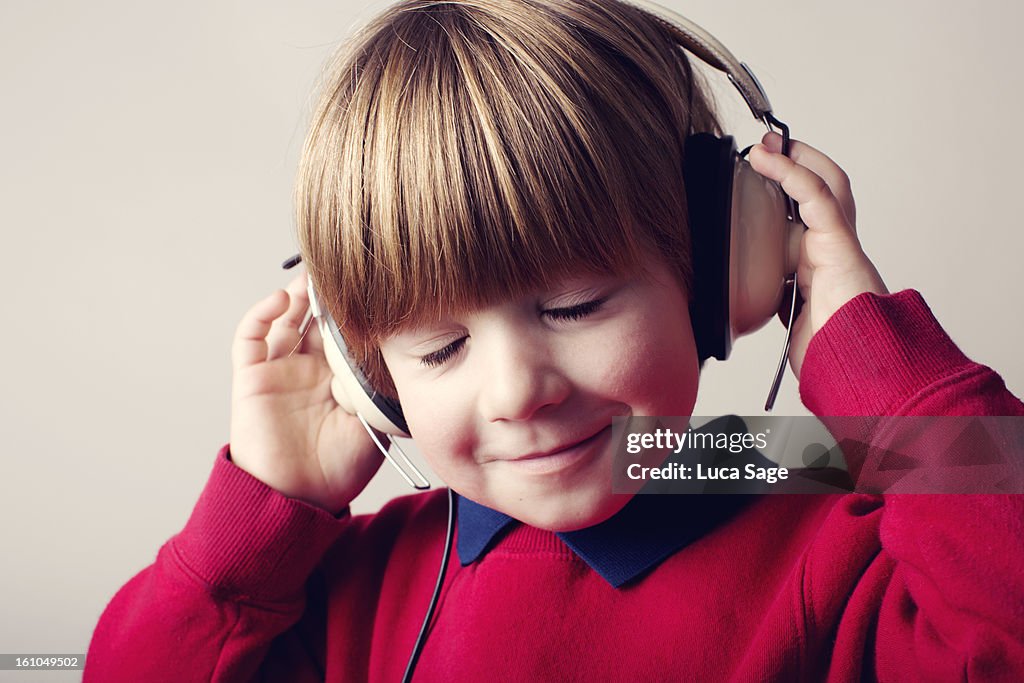 Boy enjoying his music