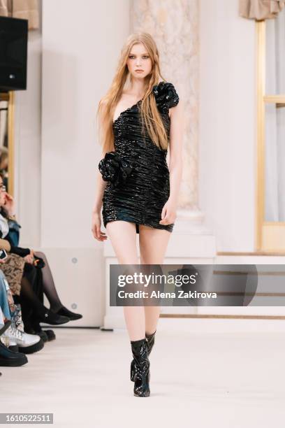 Model walks the runway at the Rotate show during the Copenhagen Fashion Week Spring/Summer 2024 on August 10, 2023 in Copenhagen, Denmark.