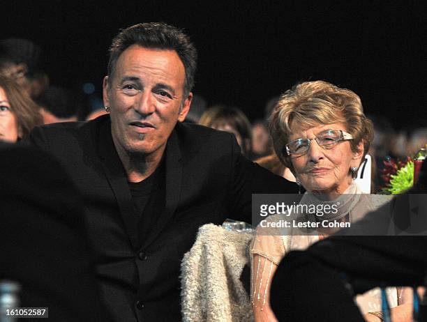 Honoree Bruce Springsteen and Adele Springsteen attend MusiCares Person Of The Year Honoring Bruce Springsteen at Los Angeles Convention Center on...