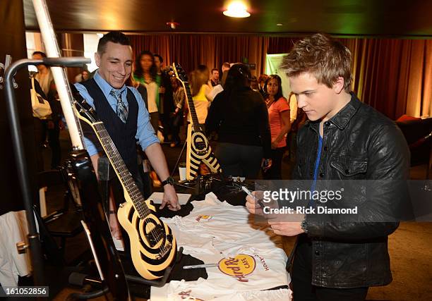 Hunter Hayes backstage at the GRAMMYs Dial Global Radio Remotes during The 55th Annual GRAMMY Awards at the STAPLES Center on February 8, 2013 in Los...