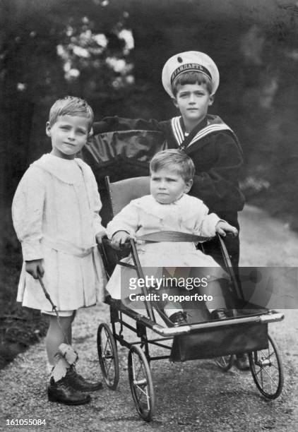 Tsarevich Alexei Nikolaevich of Russia on holiday with his cousins, Georg Donatus, Hereditary Grand Duke of Hesse and Prince Ludwig of Hesse . Georg...