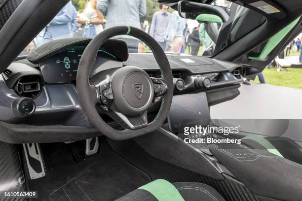 Interior of a Rimac Nevera during The Quail, A Motorsports Gathering in Carmel, California, US, on Friday, Aug. 18, 2023. The event provides an...
