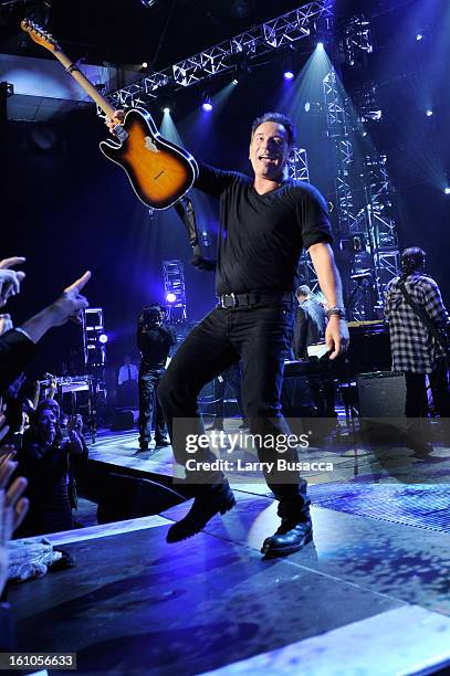 Musician Bruce Springsteen performs onstage at MusiCares Person Of The Year Honoring Bruce Springsteen on February 8, 2013 in Los Angeles, California.