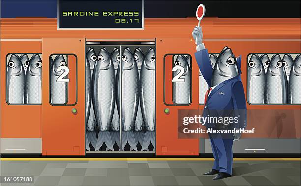 sardine express - paris metro stock illustrations