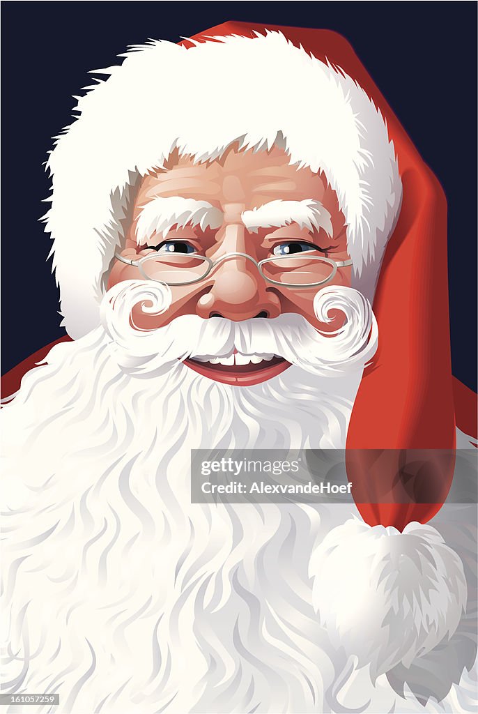Santa Claus Gesicht mit Weihnachtsmann-Hut und Bart