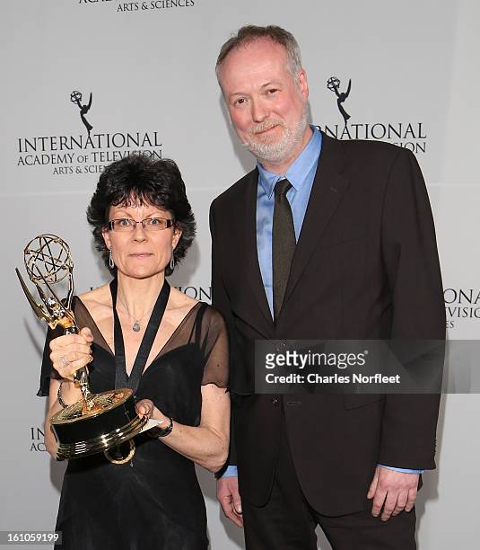 Kay Benbow with Kids: Factual Emmy Award and Danish kids television host Jakob Stegelmann attend The Inaugural International Emmy Kids Awards at The...