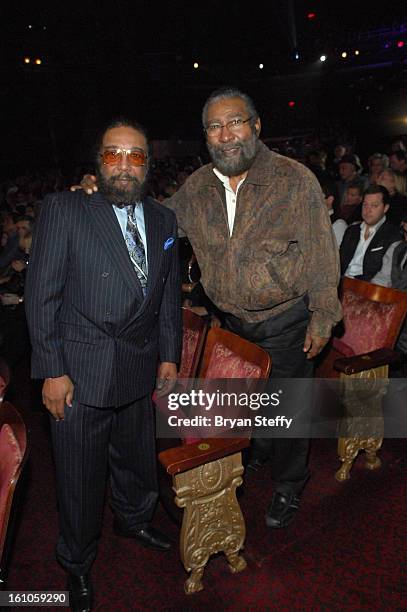 Songwriters/producers Edward "Eddie" Holland and Brian Holland appear at the HSN Live Michael Bolton concert at The Venetian Resort Hotel Casino on...