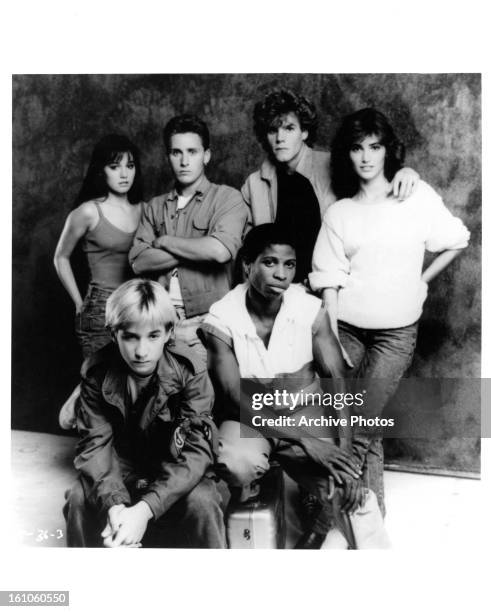 Jill Schoelen,Frank Howard, Emilio Estevez, Larry B Scott, Craig Sheffer and Kim Delaney in publicity portrait for the film 'That Was Then... This Is...