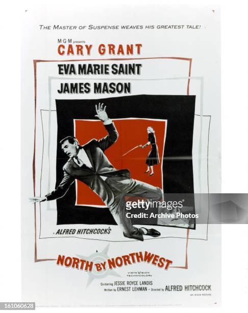 Cary Grant in movie art for the film 'North By Northwest', 1959.