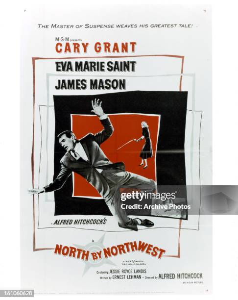 Cary Grant in movie art for the film 'North By Northwest', 1959.