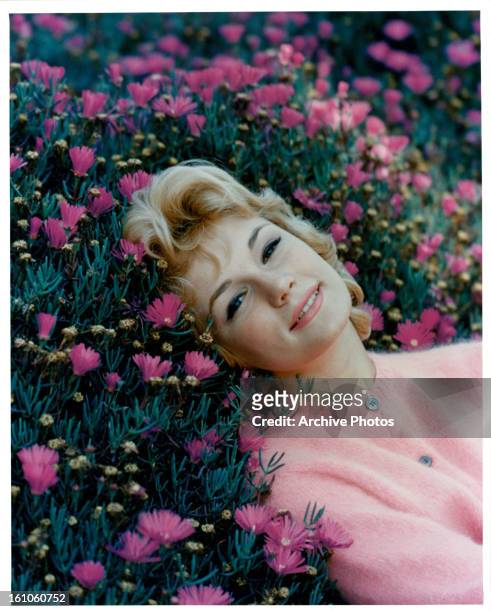 Yvette Mimieux lies in a field in publicity portrait for the film 'Where The Boys Are', 1960.