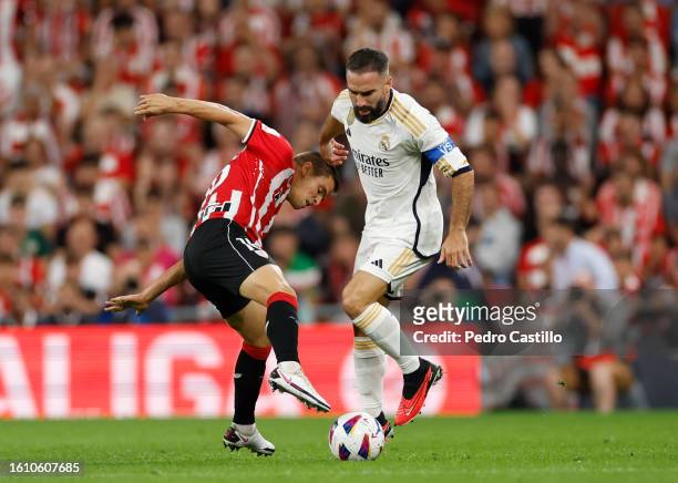 Daniel Carvajal of Real Madrid in action during the LaLiga EA Sports match between Athletic Club and Real Madrid CF at Estadio de San Mames on August...