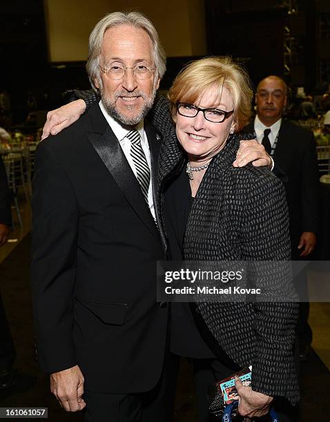 President Neil Portnow and MusiCares Vice President of Events Dana Tomarken attend MusiCares Person Of The Year Honoring Bruce Springsteen at the Los...