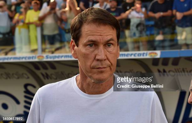 Rudi Garcia head coach of SSC Napoli looks on during the Serie A TIM match between Frosinone Calcio and SSC Napoli at Stadio Benito Stirpe on August...