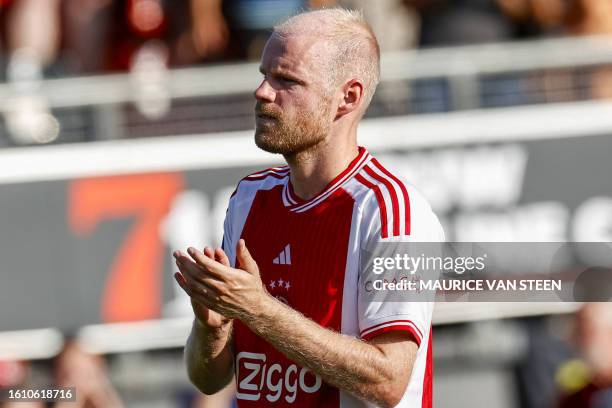 Ajax' Dutch midfielder Davy Klaassen reacts during the Dutch Eredivisie match between Excelsior and Ajax at the Van Donge & De Roo Stadium in...