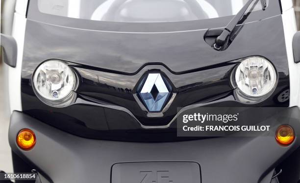 Picture of a new Renault electric car Twizy Z.E taken on December 20, 2011 at the Ile Séguin test centre for electric vehicles in...