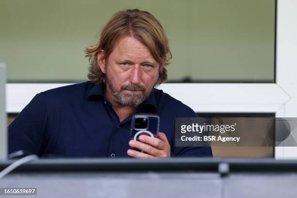 Technical Director Sven Mislintat of AFC Ajax on the phone during the Dutch Eredivisie match between Excelsior Rotterdam and AFC Ajax at Van Donge &...