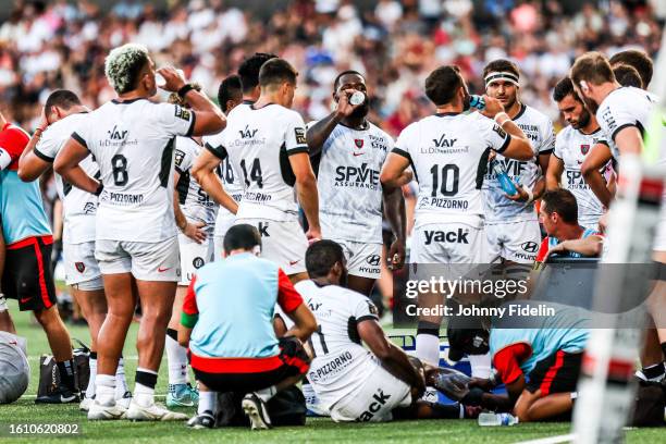 Dany PRISO of Toulon during the break water during the Top 14 match between Lyon Olympique Universitaire and Rugby Club Toulonnais at MATMUT Stadium...