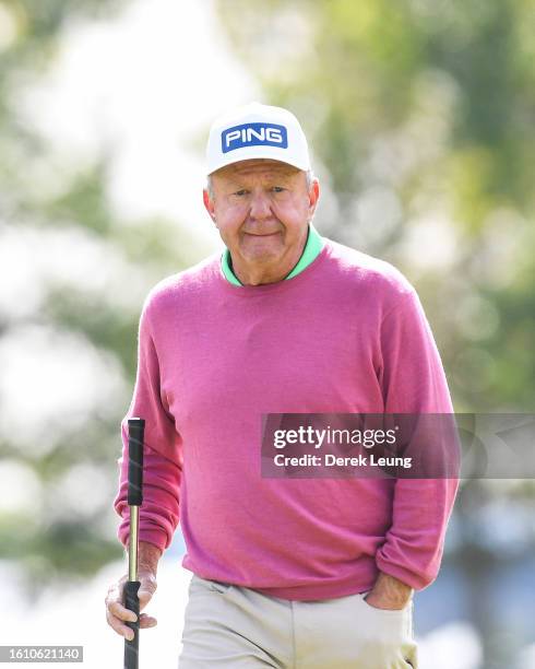 Billy Mayfair of United States prepares to putt on hole one on day two of the Shaw Charity Classic at Canyon Meadows Golf & Country Club on August...