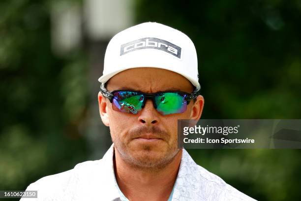 Golfer Rickie Fowler waits on the 2nd tee during the third round of the BMW Championship Fed Ex Cup Playoffs on August 19th at Olympia Fields Country...