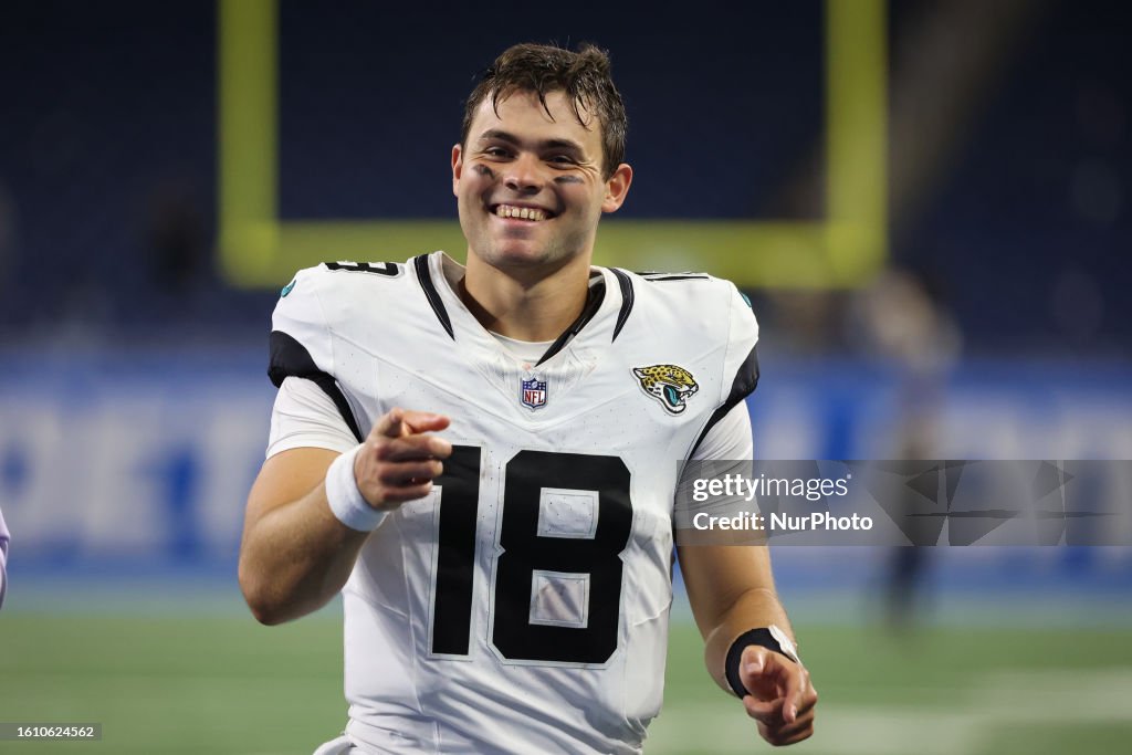 Nathan Rourke Football Jacksonville Jaguars quarterback Nathan Rourke walks off the field ...