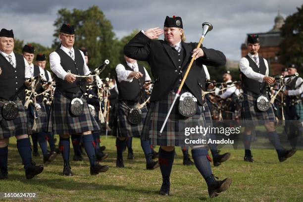 Pipe bands take part in the World Pipe Band Championships at Glasgow Green in Glasgow, Scotland on August 19, 2023. 190 Pipe Bands from across the...