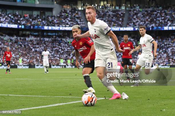 Dejan Kulusevski of Tottenham Hotspur during the Premier League match between Tottenham Hotspur and Manchester United at Tottenham Hotspur Stadium on...