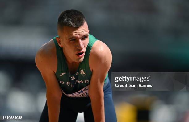 Budapest , Hungary - 20 August 2023; Chris O'Donnell of Ireland after competing in the men's 400m during day two of the World Athletics Championships...