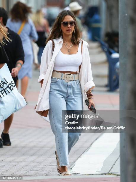 Jessica Alba is seen on August 19, 2023 in Los Angeles, California.