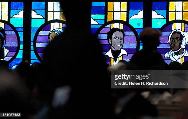 At the church is a stained glass portrait of Rachel Bassette Noel <cq>. It is second from right. A memorial service celebrating and honoring the life...