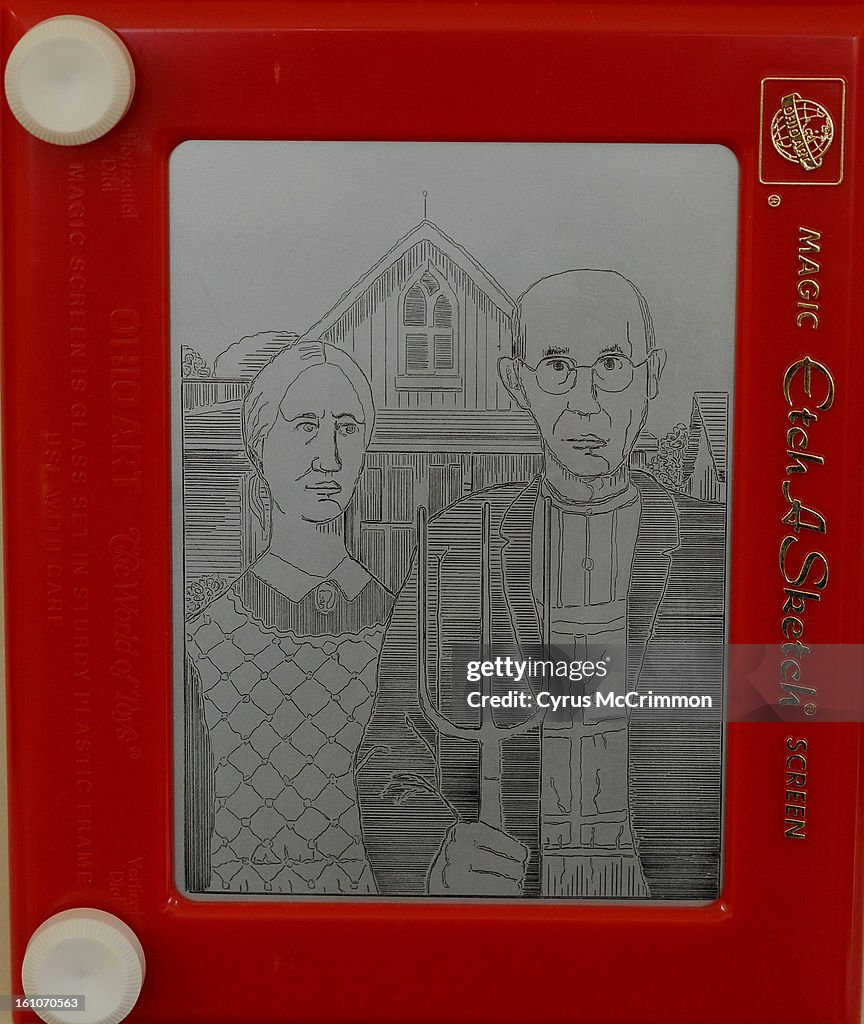(CM) FE10CSCOVER_CM05 The "American Gothic" by Lyons artist Jeff Gagliardi on his Etch-A-Sketch on Wednesday, September 10, 2008. Courtesy of the artist.