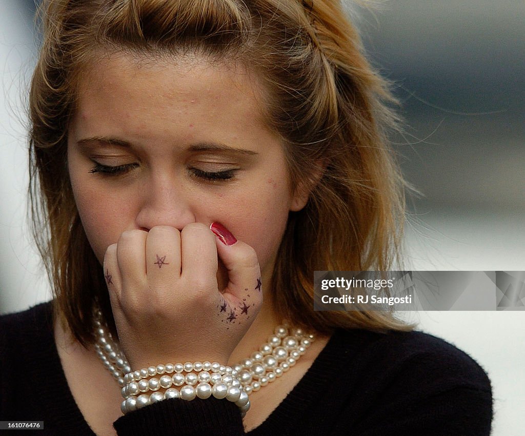 BAILEY COLO SEPT. 24 2006-- Jessica Montgomery, 15, holds back her emotion, Wednesday, Sept. 27, 2006, in Bailey, After a gunman is helding two girls hostage at Platte Canyon High School where she went to school. DENVER POST PHOTO BY RJ SANGOSTI
