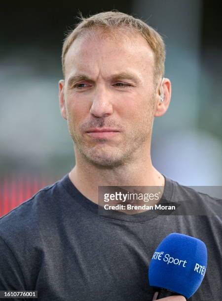 Dublin , Ireland - 19 August 2023; RTÉ rugby analyst Stephen Ferris before the Bank of Ireland Nations Series match between Ireland and England at...