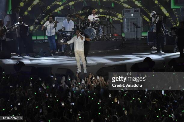 Famous Egyptian singer Amr Diab performs for the first time in 12 years in Beirut, Lebanon on August 19, 2023.