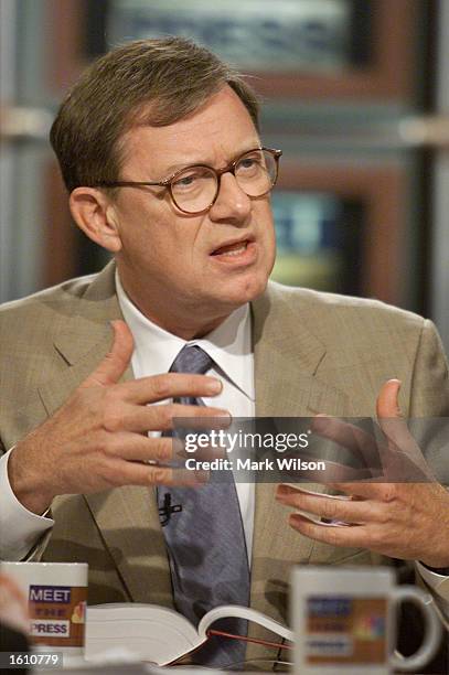 Author Michael Barone talks about the Chandra Levy case August 26, 2001 at the NBC studios in Washington, DC.