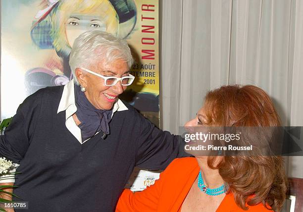 Italian actress Sophia Loren and film director Lina Wertmuller smile at each other August 26, 2001 prior to Loren recieving a Special Grand Prize of...