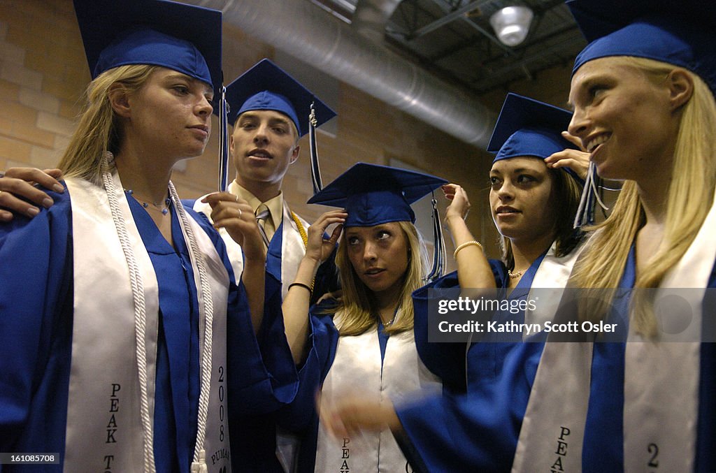 (RM) QUINTS_KSO_5_24_08123 - The Chandler quintuplets of Erie,CO graduate from Peak to Peak High School in Lafayette on Saturday, May 24, 2008. The Chandler siblings, four girls and one boy, age 19, all plan on attending college in the fall, but all will 