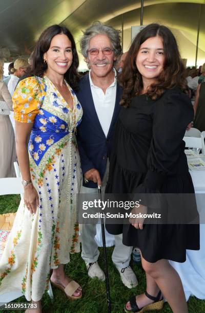 Erica Levy Rivera, Geraldo Rivera and Sol Rivera attend the East Hampton Library's Author's Night 2023 at Herrick Park on August 12, 2023 in East...