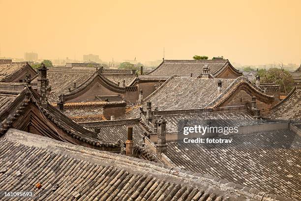 rooftops of old chinese city pingyao, china - shanxi province stock pictures, royalty-free photos & images