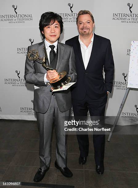Japanese television director Hiroki Hayashi with the Kids; Series Emmy Award for "Junior High School Diaries: Harmony of Two" and British stand-up...