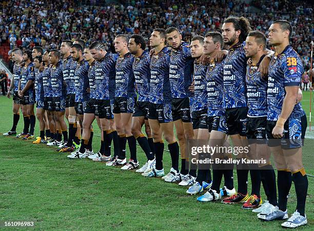 The Indigenous All Stars during the NRL All Stars Game between the Indigenous All Stars and the NRL All Stars at Suncorp Stadium on February 9, 2013...