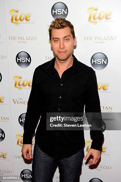 Singer Lance Bass arrives at the HSN Live Michael Bolton concert at The Venetian Resort Hotel Casino on February 8, 2013 in Las Vegas, Nevada.