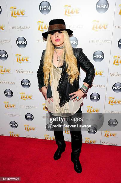 Musician Orianthi arrives at the HSN Live Michael Bolton concert at The Venetian Resort Hotel Casino on February 8, 2013 in Las Vegas, Nevada.